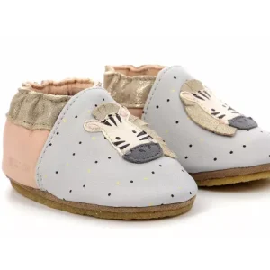 Cute Zebra Semelle Crêpe Cuir Gris Rose – 932310-10 – Robeez