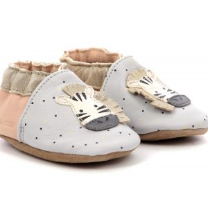 Cute Zebra Semelle Cuir Gris Rose – 913031-11 – Robeez