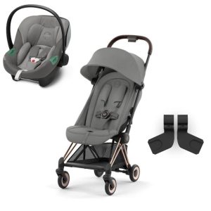 Pack Coya Rose gold Grey + Adaptateur + Aton S2 i-Size Grey – Cybex