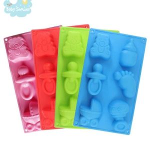 Moules à gâteaux en silicone: ours, tétine, biberon, pied, hochet