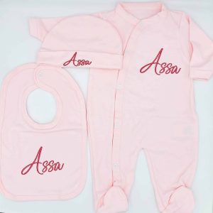 Ensemble bébé en coton personnalisé : 3 pièces