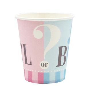 8 gobelets en carton bleu et rose pour baby shower