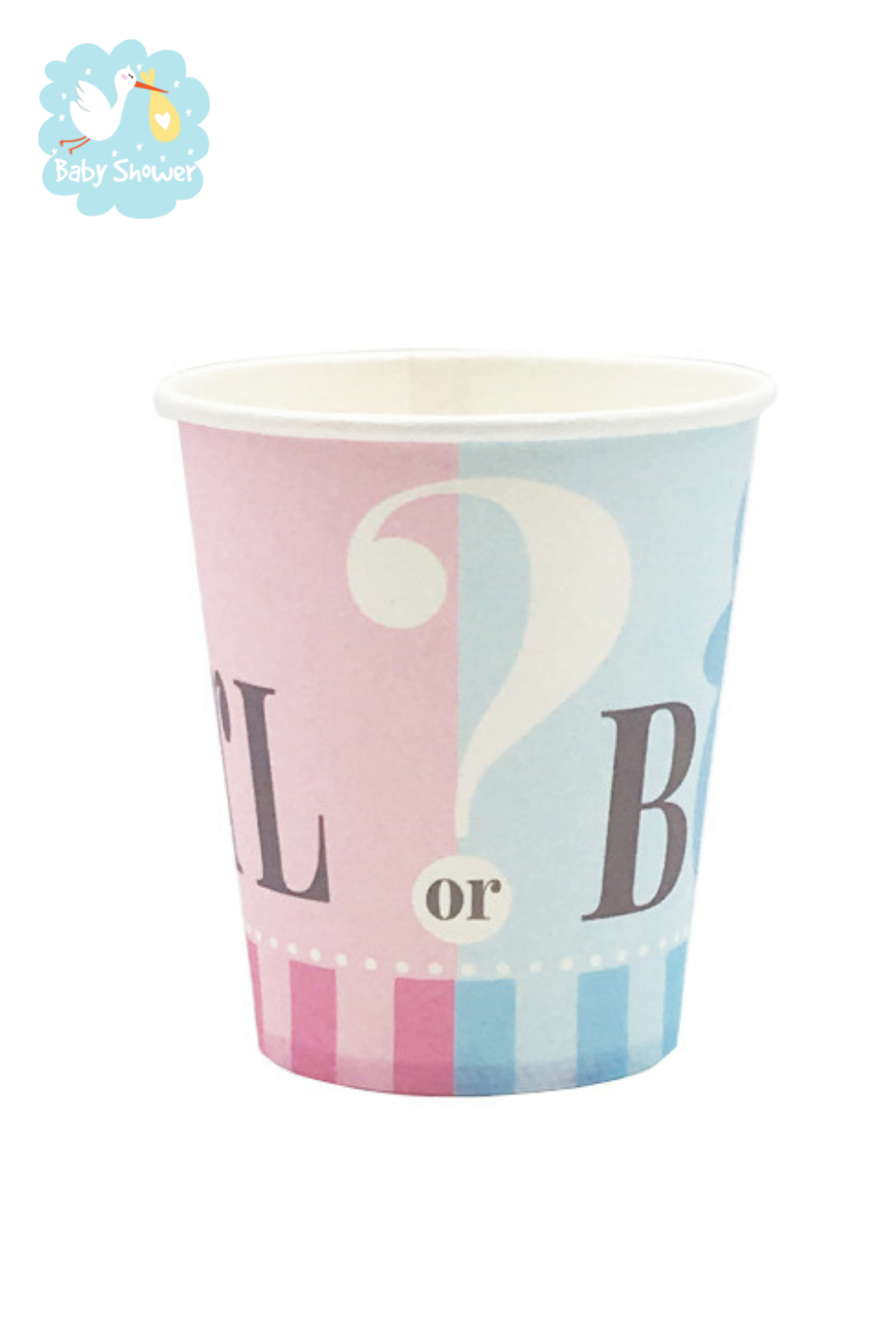 8 gobelets en carton bleu et rose pour baby shower