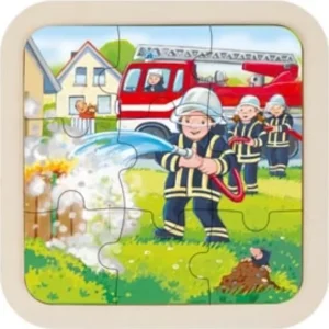 Puzzle pompiers en bois 9 pièces – GOKI – 57382