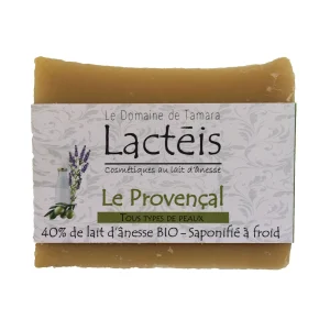 Savon au lait d&rsquo;ânesse frais et bio à 40% de lait. (le provençal)