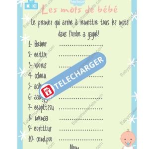Jeu baby shower: Les mots de bébé