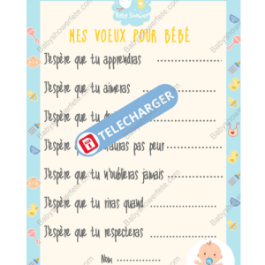 Jeu baby shower: liste des voeux