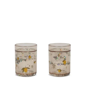 Lot de 2 verres à paillettes citron