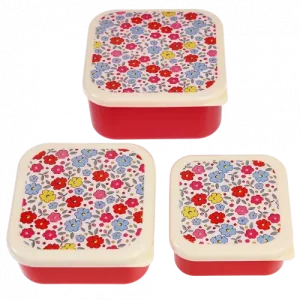 3 lunchbox – Fleurs rouges