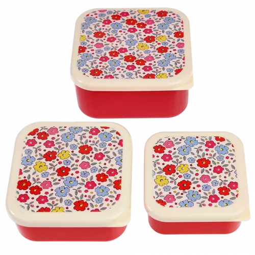 3 lunchbox – Fleurs rouges