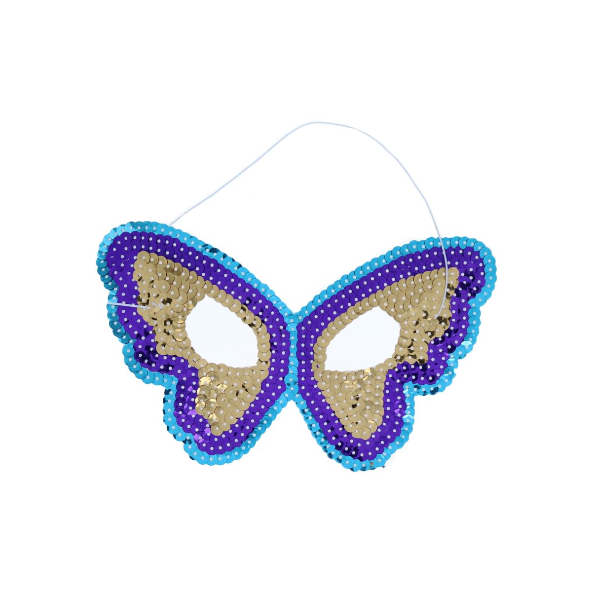 Masque papillon doré violet bleu