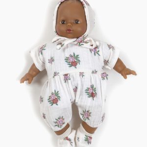 Ensemble barboteuse Noa + Béguin + Chaussons gaze de coton – Eugénia