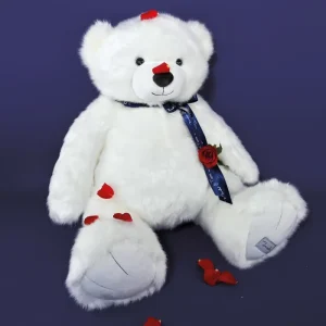 Ours blanc neige personnalisé – peluche 65 cm faite main