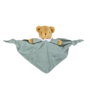 Ours Triangle Doudou avec Hochet 20Cm – Coton Bio Celadon