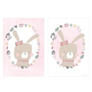 Affiche A3 réversible Rabit pink – PW10120350 – Little dutch