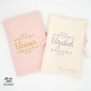 Protège carnet de santé en gaze de coton personnalisé