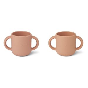 Lot de 2 tasses en silicone chat rose