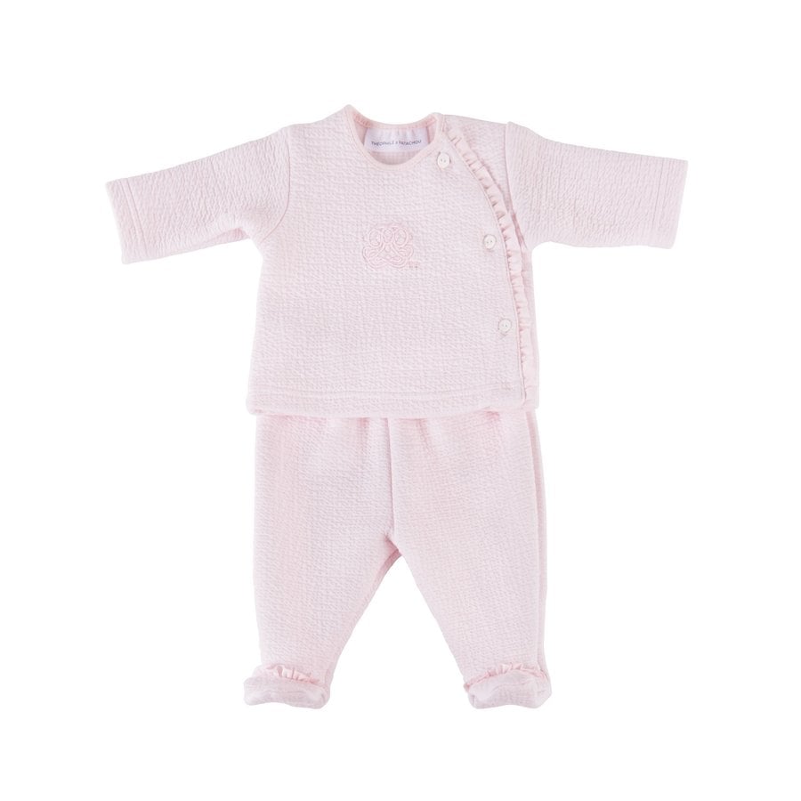 Brassière brodée en jersey gaufré et culotte botte Rose – Théophile & Patachou – Image 3