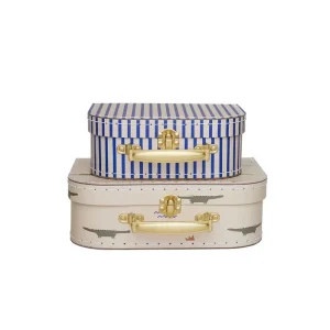 Lot de 2 valises crocodiles + rayures